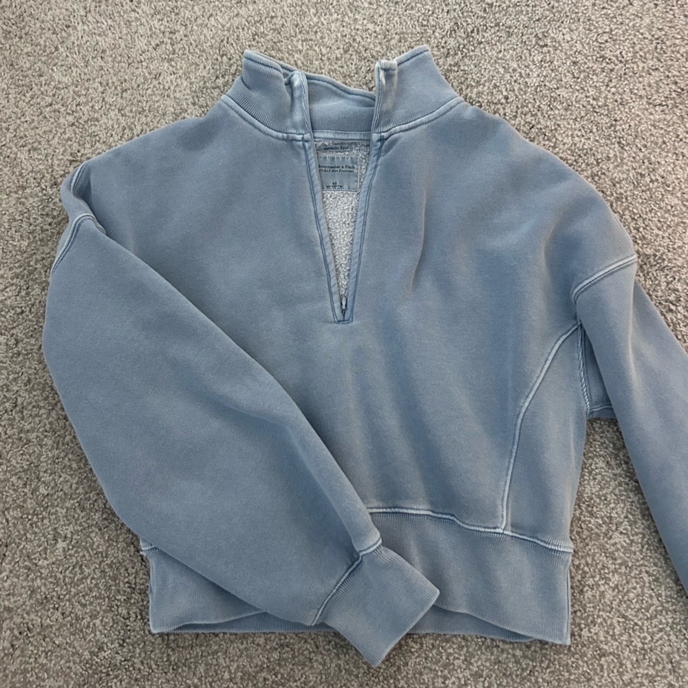 Abercrombie & Fitch Light Blue Garment Dyed Quarter Zip